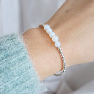 Sterling silver and opalite stack bracelet