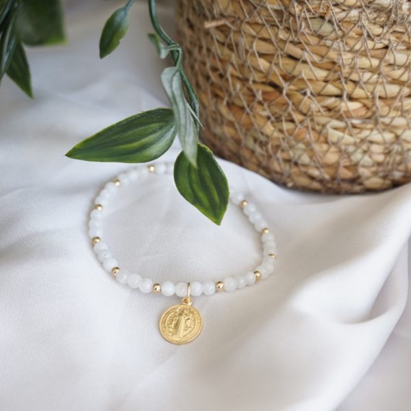 Gold and moonstone bracelet with san benedetto disc
