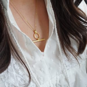 gold t-bar necklace