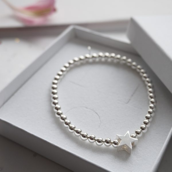sterling silver star bead bracelet
