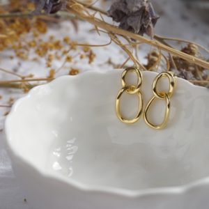 gold abstract loop earrings