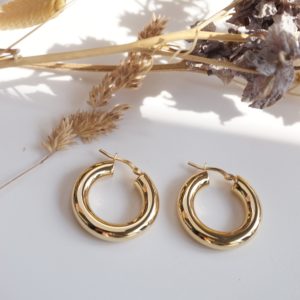 gold chunky creole hoop earrings