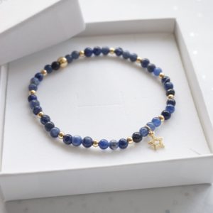gold and sodalite bracelet with star charm