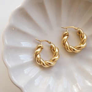 gold braided hoop earrings