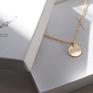 gold personalised disc necklace