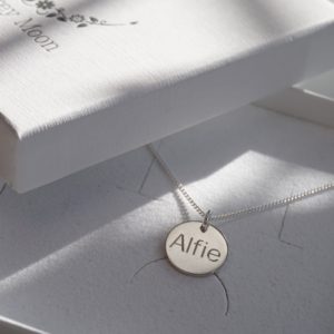 sterling silver personalised disc necklace