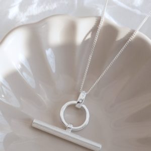 sterling silver t bar necklace
