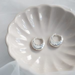 sterling silver textured hoop earrings