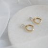 gold teardrop cubic zirconia hoop earrings
