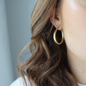 Gold snakeskin maxi hoop earrings