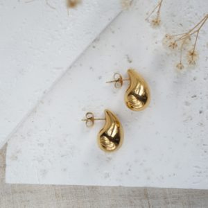 gold teardrop stud earrings