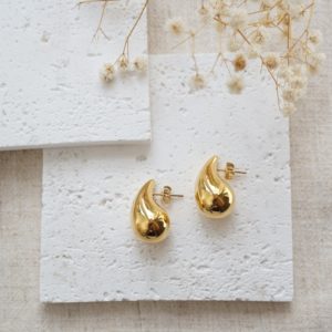 gold midi teardrop stud earrings