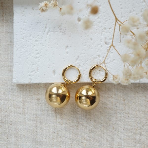 gold orb hoop earrings