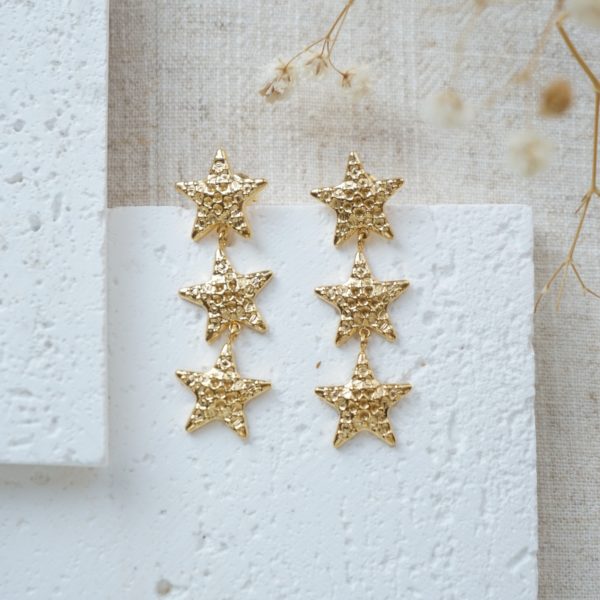 gold midi star drop earrings