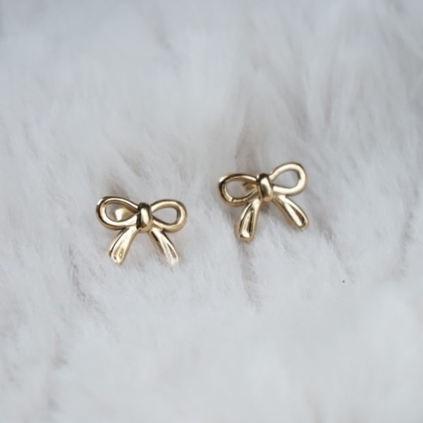 Gold Mini Bow Stud Earrings - Image 5