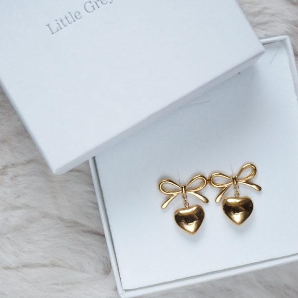 Gold Sweetheart Stud Earrings - Image 4