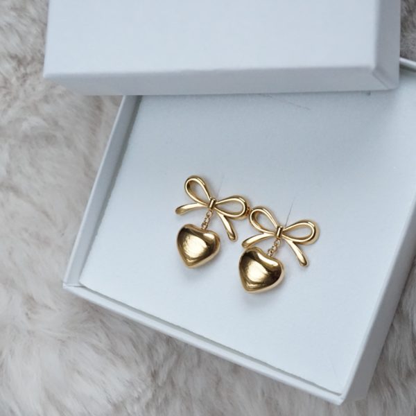 Gold Sweetheart Stud Earrings - Image 6