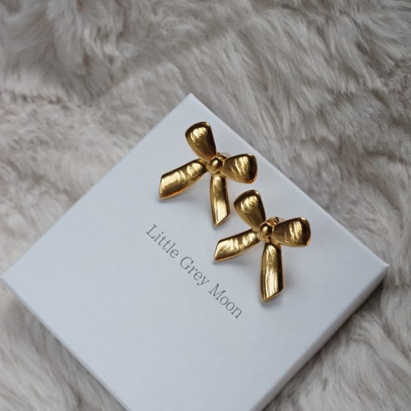 Gold Maxi Bow Stud Earrings - Image 5