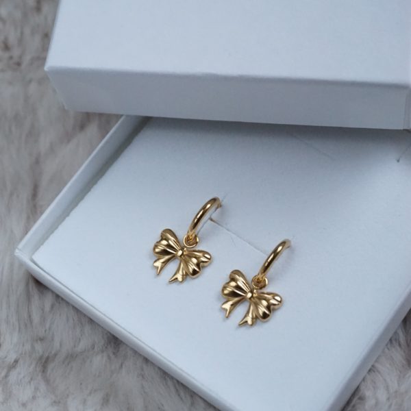 Gold Bow Hoop Earrings - Image 4