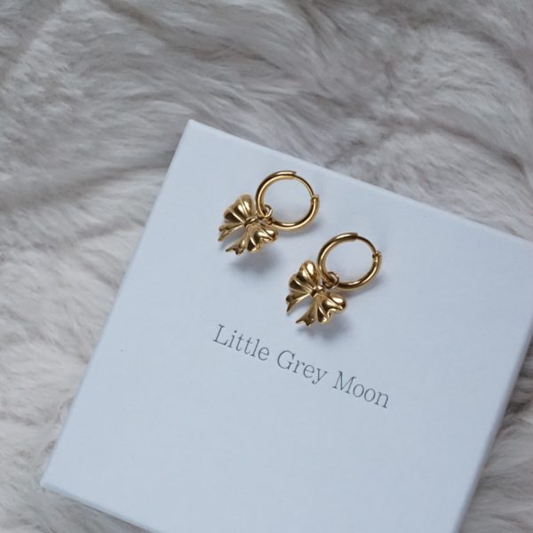 Gold Bow Hoop Earrings - Image 5