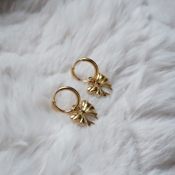 Gold Bow Hoop Earrings - Image 7