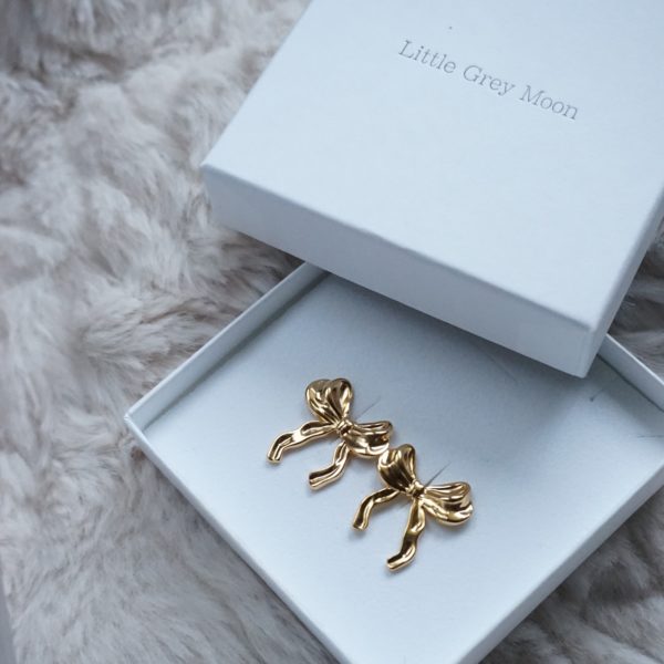 Gold Festive Bow Stud Earrings - Image 5